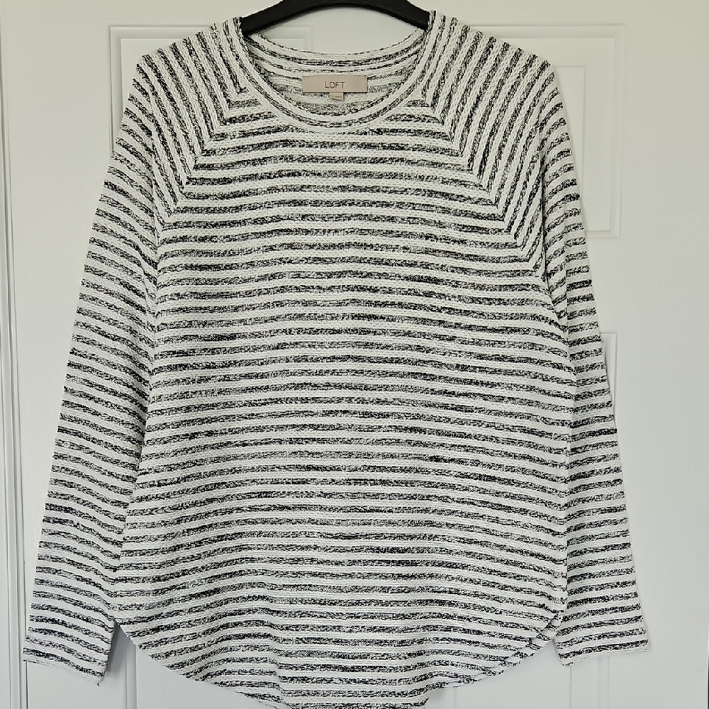 LOFT Monochrome Striped Knit Top